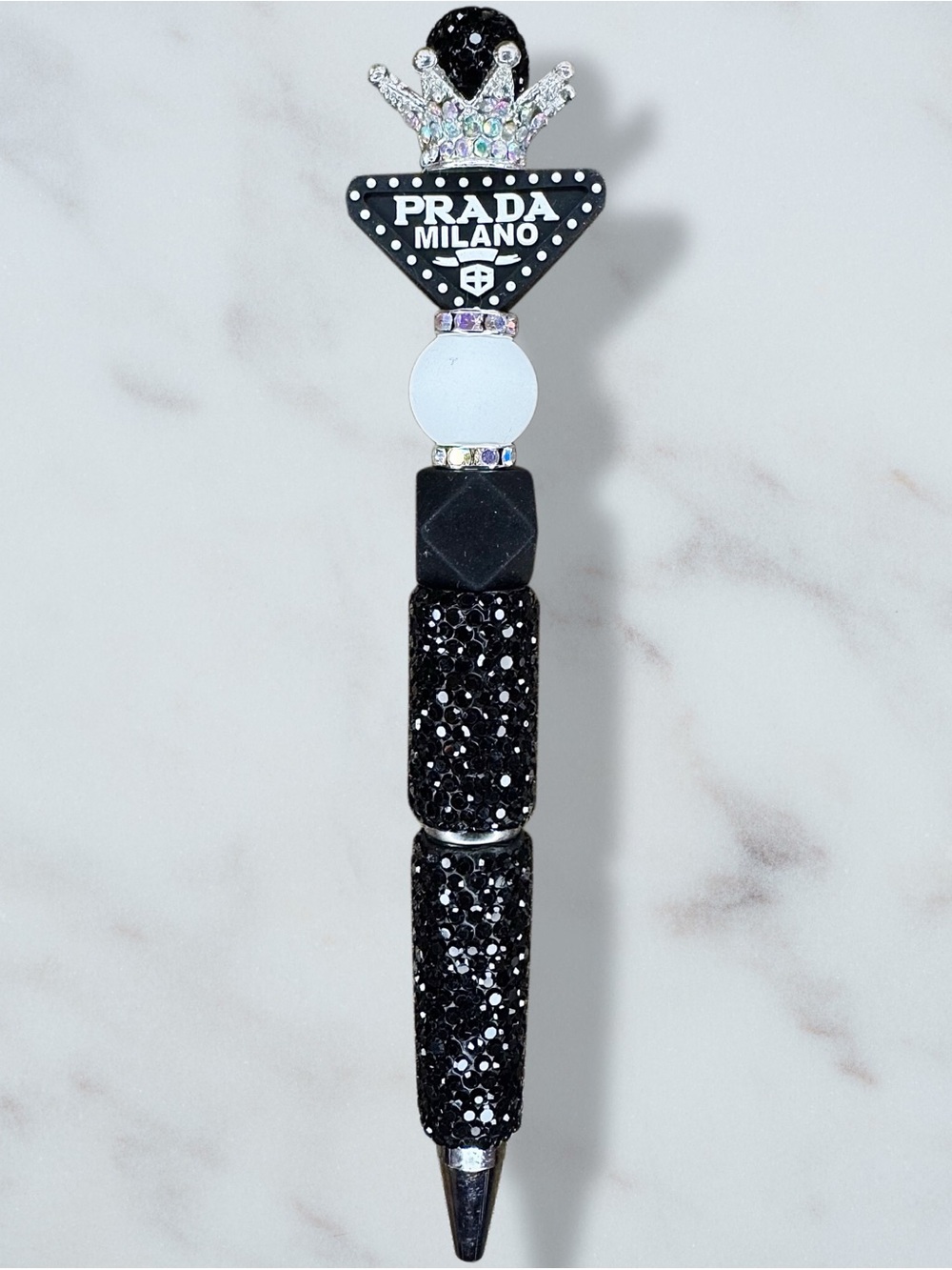 Fashion Prada Black Rhinestone Tiara Twist Pen